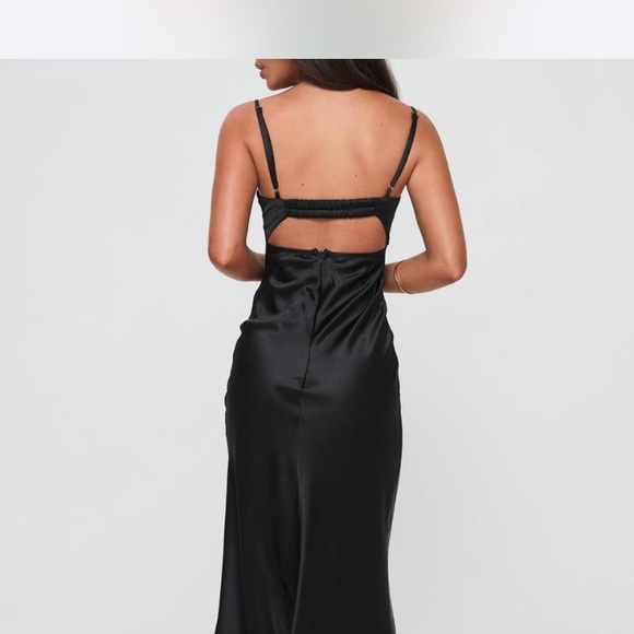 Princess Polly Black Satin Floor Length Fayden Bias Cut Maxi Dress Sz 0 - Picture 5 of 9